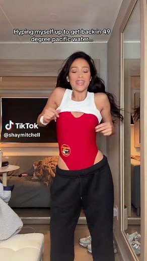 Shay Mitchell Dives into 49°F Pacific Water
