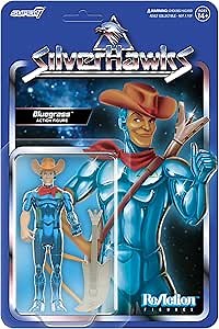 Super7 SilverHawks Bluegrass (Toy Version) Reaction Figure - 3.75" SilverHawks Action Figure with Accessory Classic Cartoon Collectibles and Retro Toys