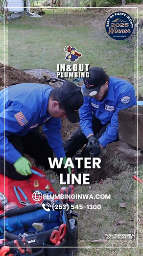 A new main water line = full pressure and zero leaks  Avoid damage, drips, and costly problems. Trust In & Out Plumbing to protect your home from the ground up.  plumbinginwa.com  (253) 545-1300  1139 Browns Point Blvd NE, Tacoma #WaterLineReplacement #PlumbingSolutions #InAndOutPlumbing | In & Out Plumbing | Facebook