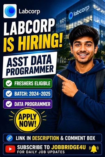 Labcorp Hiring Asst Data Programmer 🔥 Freshers Eligible | 2024 & 2025 Batch | Apply Now