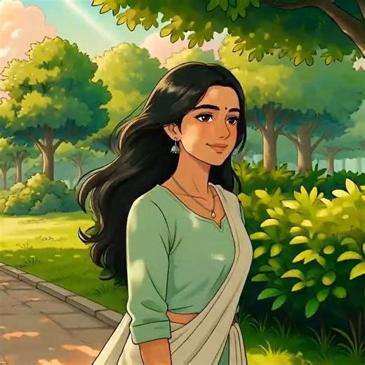 Girl walking in park | relaxing nature walk | green vibes #ghiblivibes