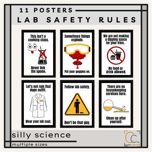 Funny Science Lab Safety Rules Posters: Middle School Science Poster Laboratory Guidelines - Etsy