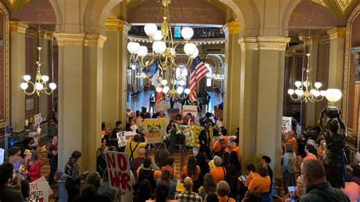 Immigrant advocates protest ongoing Iowa legislation at the Capitol