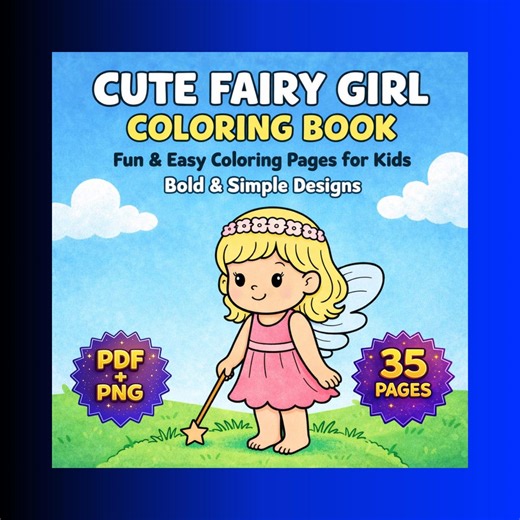 Fairy Coloring Pages for Kids | Cute & Easy Fairy Coloring Book | Printable Fantasy Coloring Pages - Etsy