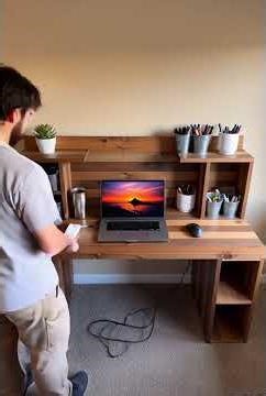 DIY Reclaimed Pallet Wood Computer Desk #diy #wood #woodworking #pallets #palletwood