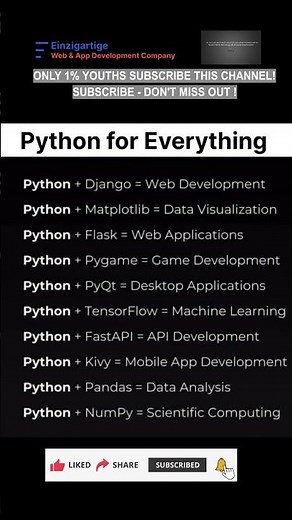 Subscribe 👍 Like ❤️ | Python for Everything - One Language, Endless Possibilities #shorts #viral