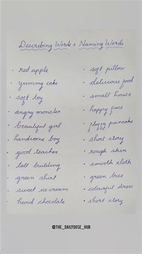 Describing Words + Naming Words Examples