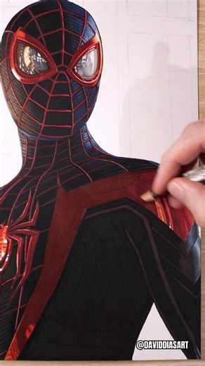 62K views · 277 reactions | Working on the last details of Miles' suit ️ soon I'll post some more progress, what do you guys think?  #spiderman #peterparker #milesmorales #venom #marvel #avengers #symbiote #drawing #art #artist #illustration #desenho #traditionalart #pencildrawing #artwork #painting #fineart #spiderman2 #zeichnung #kraventhehunter #maryjane #comics #videogame #ps5 #artlovers #arte #prismacolor #dibujo #portrait | David Dias Art | Facebook