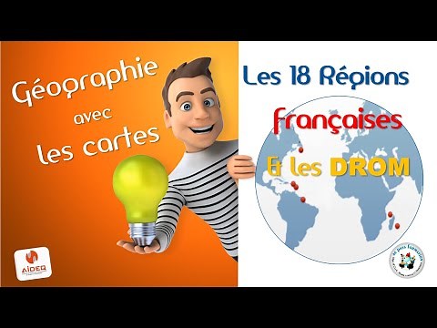 Géographie. Les 18 Régions de France avec les DROM
