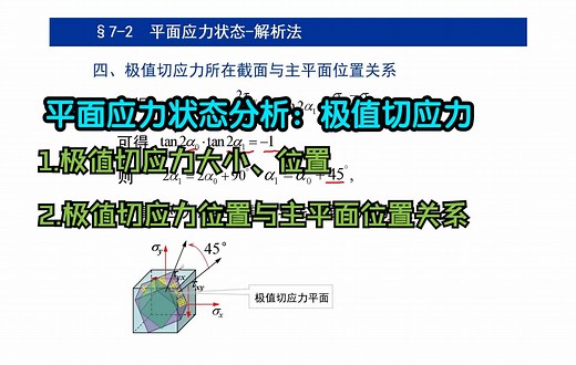 材料力学 第七章 应力状态 平面应力状态分析解析法极值切应力