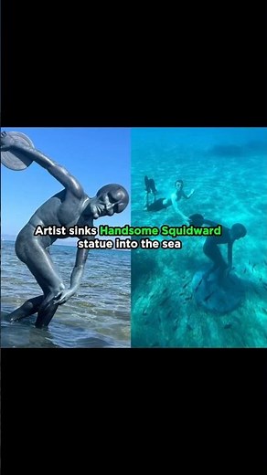 Artist Sinks Handsome Squidward Statue Into the Sea #art #statue #hilarious #squidward #humor