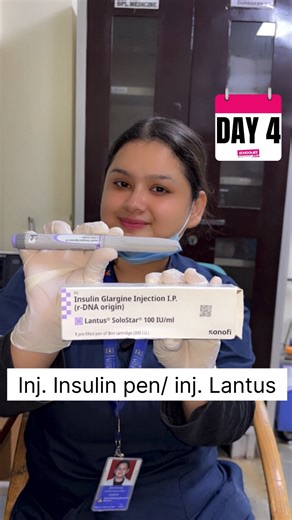 MountMedicoRN (MMRN) on Instagram: "Day 4 – Injection Insulin Pen / Inj. Lantus ✅ Injection Lantus (Insulin Glargine) is a long-acting basal insulin used to control blood glucose levels in patients with Type 1 and Type 2 Diabetes Mellitus. It provides a steady, 24-hour insulin release with no pronounced peak, helping maintain stable glucose levels between meals and overnight. #medicalstudents #medicos #icunurses #emergencymedicine #diabetes #medicalreels #insuline #medschool"