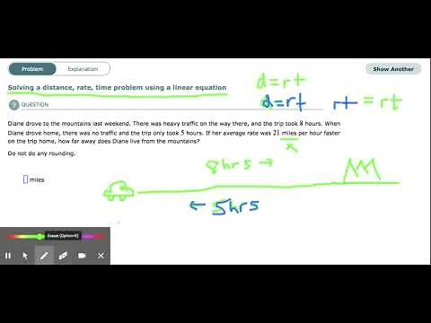 ALEKS - Solving a distance, rate, time problem using a linear equation