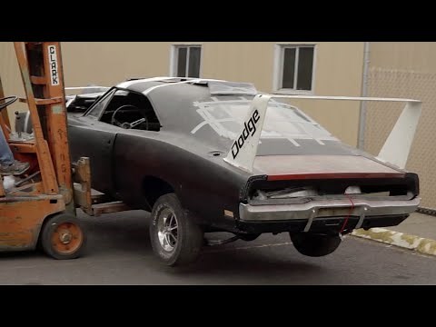 THE DELIVERY: CAR #6 TO BE RESTORED ON GRAVEYARD CARZ WAS A 1969 CHARGER DAYTONA 440 MAGNUM.