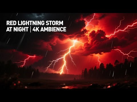 “Red Lightning Storm ⚡ 6 Hours in 4K UHD Relaxing Thunderstorm Live Wallpaper & Background”