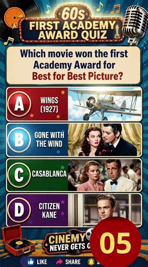 Which movie won the first Academy Award for Best Picture? 🎬 | Movie Trivia Quiz #shorts