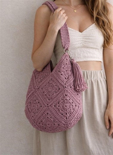 Boho Bloom Bag Crochet Pattern | Crochet Boho Bag Pattern | Granny Square Shoulder Bag | Step by Step Video Tutorial | Digital PDF - Etsy