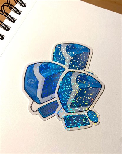 Y2K Desktop Computer Glitter Sticker | Illustrated Nostalgic Holographic Sticker - Etsy