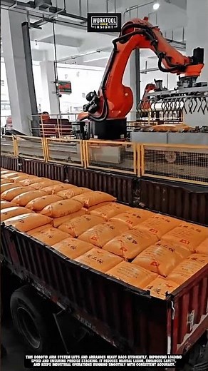 Robotic Arm Loading Heavy Bags with Precision #tool #worktool