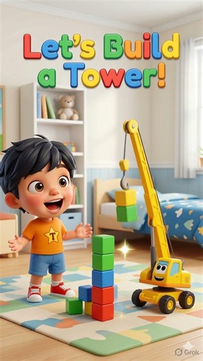 Crane Builds a Tower! 🚧🧱 | Color Blocks for Kids | Taro Builds #colorsforkids