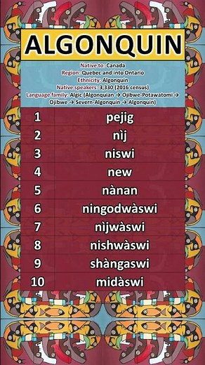 NUMBERS IN THE ALGONQUIN LANGUAGE