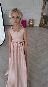 Junior Bridesmaid Dress, Satin Flower Girl Dress, Ivory Flower Girl Dress,girl Wedding Dress,girl Long Dress,toddler Dress,blush Girls Dress - Etsy