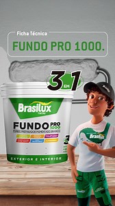 Fundo Pro 1000 - Fundo Preparador Pigmentado Branco. O Fundo Pro 1000 Brasilux restaura e prepara superfícies que apresentam reboco fraco, destacamento, saponificação ou pintura a cal. Ideal para uniformizar a absorção em superfícies de alvenaria. Apresenta alto poder de cobertura, baixo respingamento, alto poder de aglutinação de partículas soltas preparando as superfícies para um sistema de pintura perfeito. Aumenta a cobertura e durabilidade da tinta e consequentemente número menores de demão