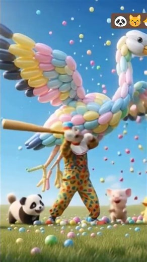 Rainbow Balloon Explosion! 🕊️ Six Cute Animals Go Crazy with Joy! 🎈