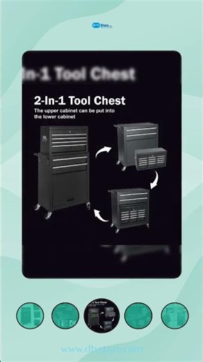 Tool Chest, 8-Drawer Rolling Tool Storage Cabinet with 2 in 1 Detachable Top Tool Box, Liner, Loc...