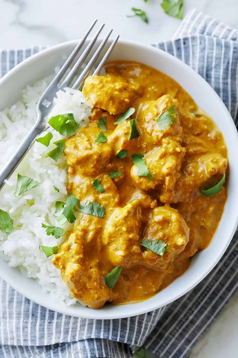 This one-pan chicken curry is easy enough for a cozy weeknight dinner. Homemade Chicken Korma: https://natashaskitchen.com/chicken-korma/ | NatashasKitchen.com