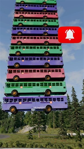 Bus Tower Fall | Bus Fall Crashes #Beamngshort - BeamNG.Drive #shorts #short #beamngdrive
