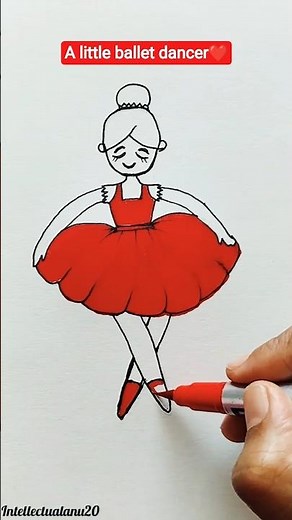 How to draw a little ballet dancer ❤️ #shots #easy#drawing#tutorial #ballet#ballerina