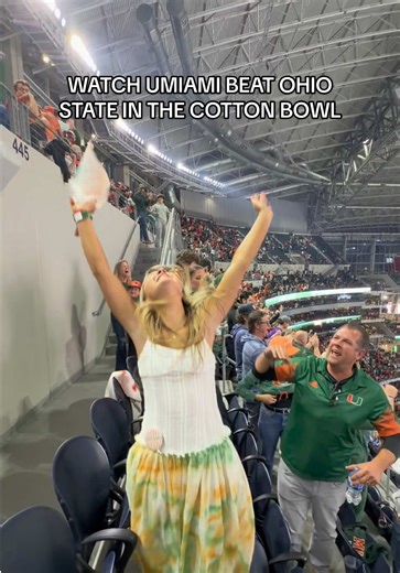 DUDE WE JUST WON THE COTTON BOWL AHHHHHH 💚🧡🙌🙌🙌 see ya in Arizona!!! @U@University of Miamiu#umiamig#gamedayc#cottonbowlo#ohiostatep#playoffs