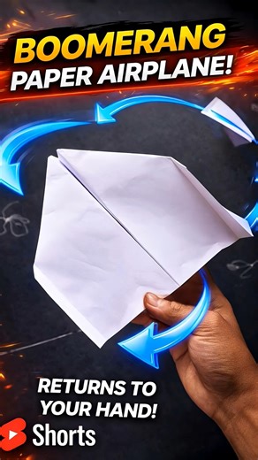 Boomerang Paper Plane Trick! Throw & It Returns 😱✈️ | #shorts#boomarang #diy #origami