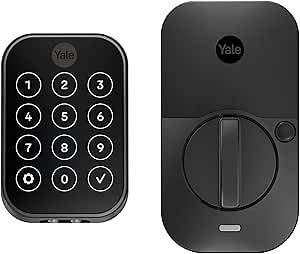 Yale Assure Lock 2 Deadbolt, Black Suede Smart Keyless Entry Door Lock with Z-Wave Connected Keypad for Code Entry, ‎YRD450-ZW2-BSP