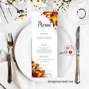 Rustic Thanksgiving Dinner Menu Card | Fall Harvest Table Decor (editable PDF) - Etsy