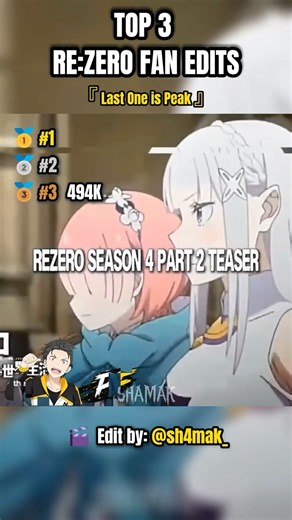 TOP 3 Re:Zero Fan Edits / #rezero #rezeroedit #anime #ranked #fyp