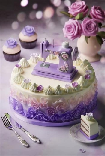#creatorsearchinsights 🎂✨ Lilac dream cake topped with a cute sewing machine toppa! Perfect for a tailor’s birthday or craft‑lover’s celebration. #CakeArt #SewingMachineCake #PurpleVibes #BirthdayTreat
