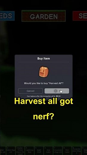 Harvest All got Big Nerf #growagarden #roblox