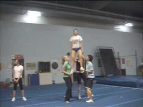 Cheerleading Stunt: Elevator to V-Sit/Teddy Bear