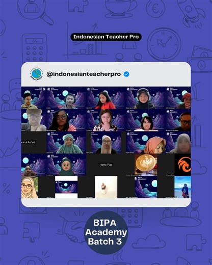 Indonesian Teacher Pro on Instagram: "BATCH 4 IS OPEN 🌟 BIPA Academy – Level 1 🌟 ✨ Jadi Pengajar BIPA Profesional & Raih Karier Internasional! 📚 Pelatihan Calon Pengajar BIPA (Bahasa Indonesia untuk Penutur Asing) 📅 Mulai: Kamis, 19 Februari 2026 📍 Online via Zoom — Belajar dari mana saja! 📖 Detail Program 📅 Jadwal: Kamis & Sabtu 🕒 Waktu: 19.00 WIB – Selesai 📚 Durasi: 4 pertemuan (2 minggu) 💰 Biaya: Rp470.000 / batch 🌐 Tempat: Kelas Online via Zoom 🌏 Jadwal Pertemuan Sesi 1 – Kamis, 