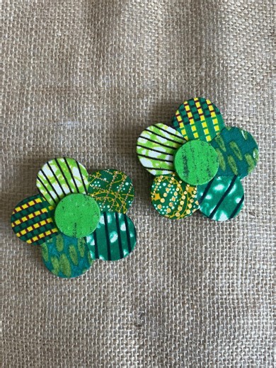 African Fabric Patchwork Flower Earrings **LIMITED EDITION** - Etsy