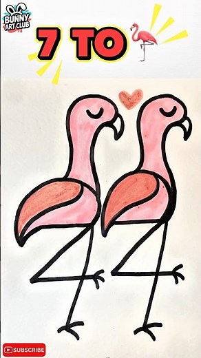 How to Draw a Flamingo Easy from Number 77! | Step by Step Drawing Easy