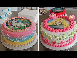 Decoración de tortas para niñas fáciles con papel comestible y crema chantilly
