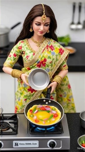 Aishwarya Rai Doll Cooking Bread Omelet in Mini Kitchen | Feeding Needy People ❤️ #food