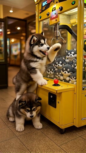 Puppies Try the Claw Machine for the First Time 😂🐾