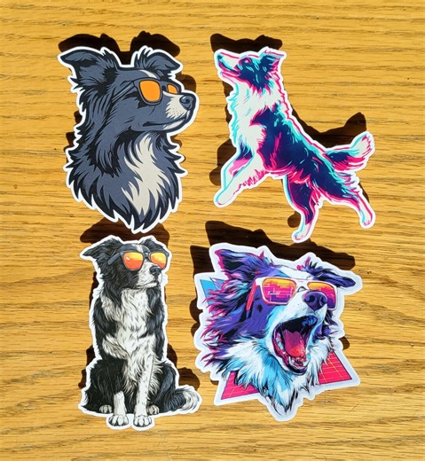 Border Collie Sticker Pack – Retro Vaporwave Dog Art, Laminated Vinyl - Etsy