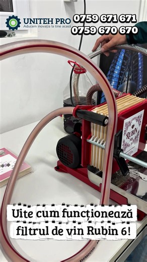 Filtru vin Rubin 6 – demonstrație limpezire vin cu 6 plăci