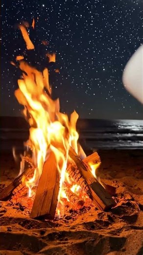 🔥 Ocean Bonfire ASMR 🌌 Relaxing Waves & Fire Sounds