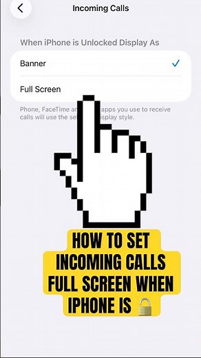 How to set incoming calls full screen when iPhone is unlocked